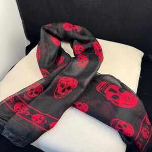 Alexander McQueen Skull Silk Scarf Red & Black